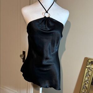 HotKiss Satiny  Black Halter Top